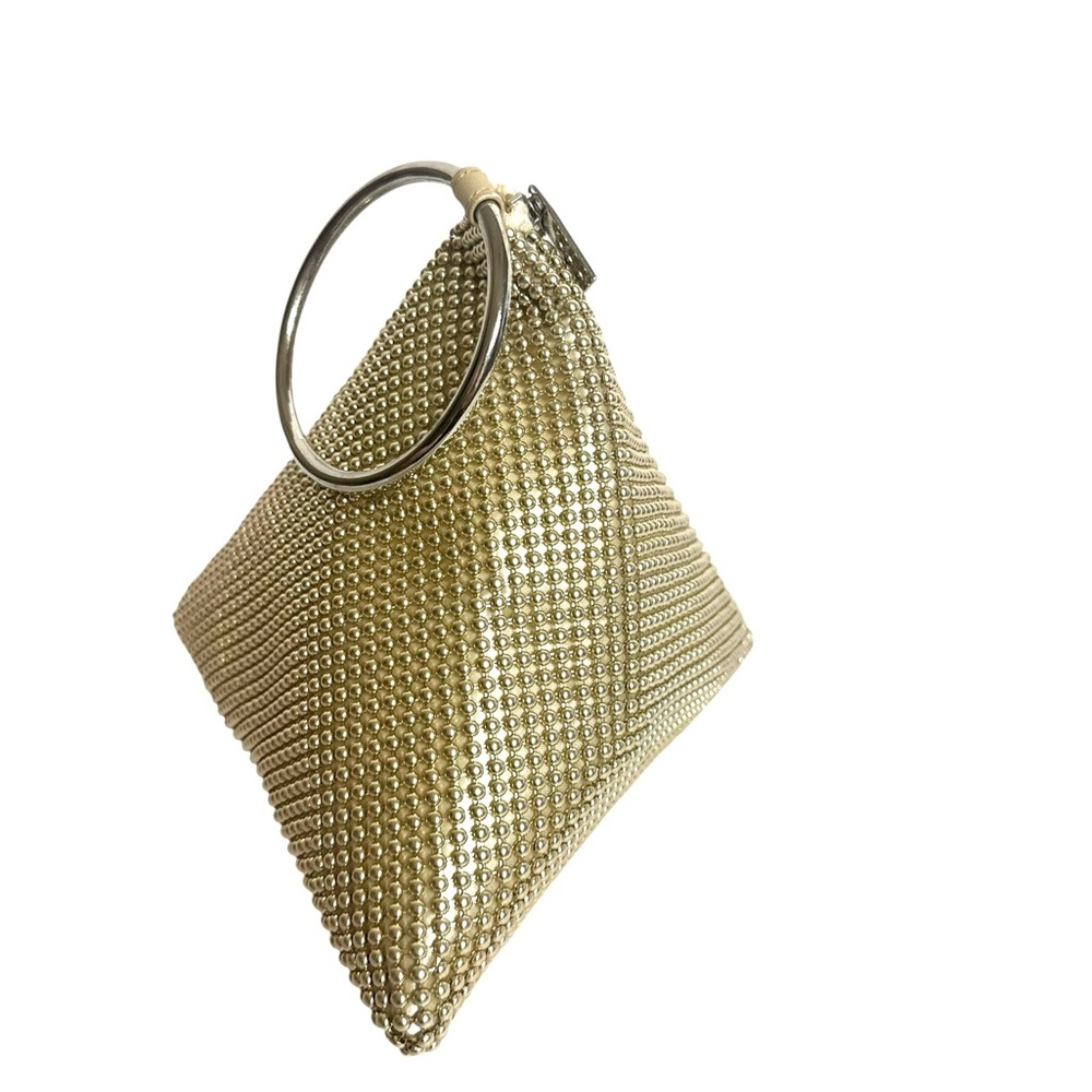 Gunne Sax by Jessica McClintock‎ Gold Beaded Pyramid Wristlet Bag